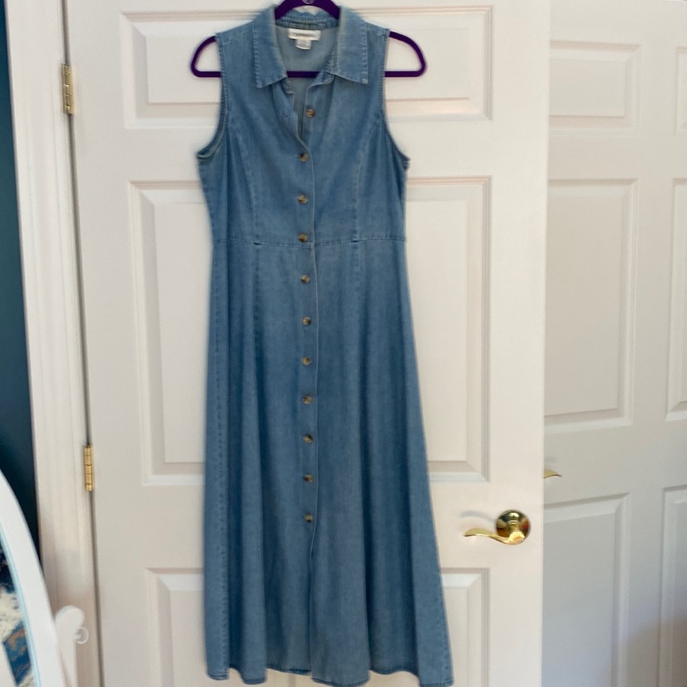 Soft denim midi dress 1990 vintage large 12